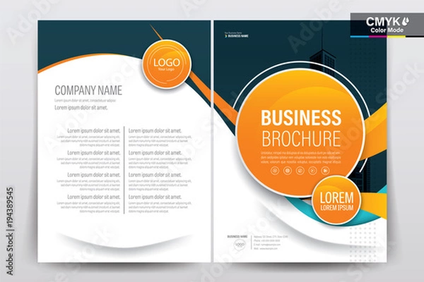 Fototapeta Brochure, Booklet, Cover Layout Design with Orange Circle, A4 Size Vector Template