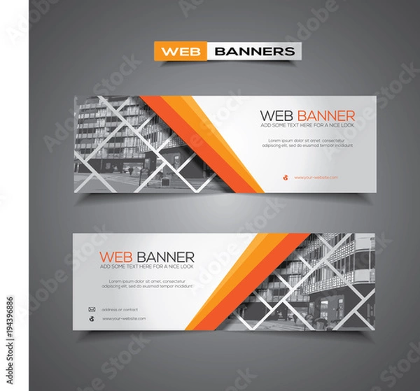 Obraz Abstract vector banner for web template or print, white and orange design