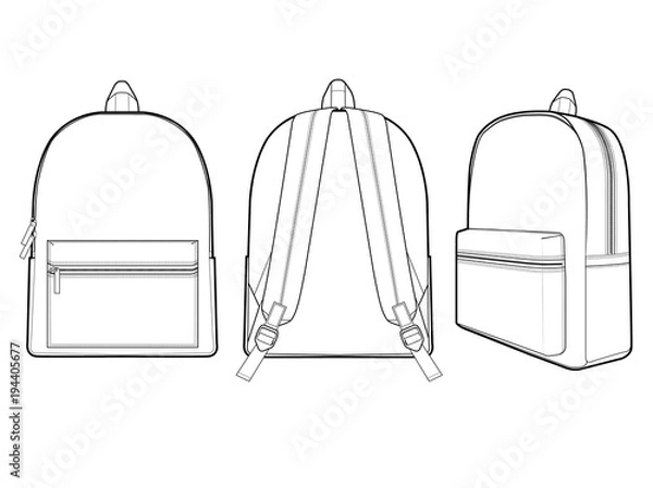 Obraz Backpack fashion flat technical drawing template