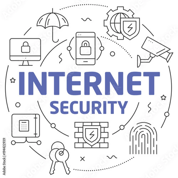 Fototapeta Lines illustration internet security