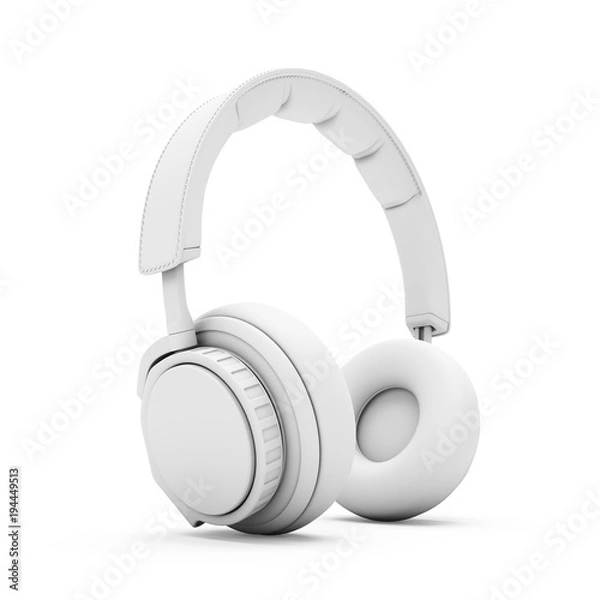 Fototapeta 3D Rendering White headphones isolated on white background