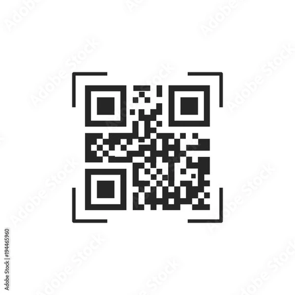 Obraz Vector QR code sample for smartphone scanning isolated on white background.