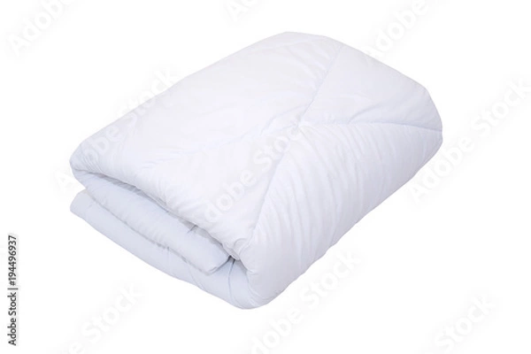 Obraz Roll of soft white blanket isolated on white background