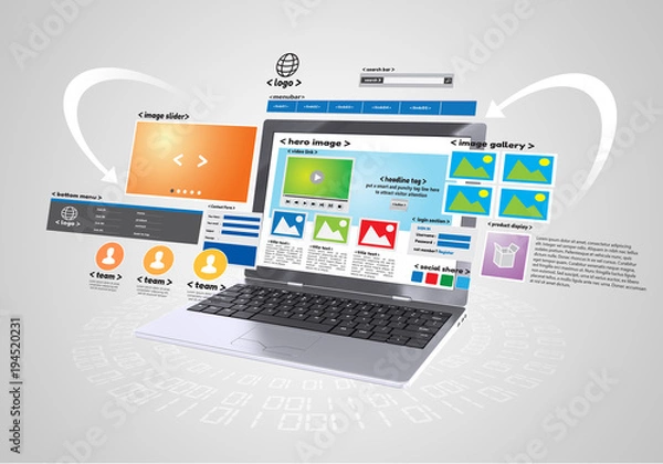 Fototapeta Website design and development project conceptual image