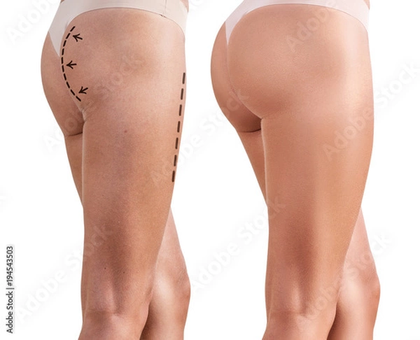 Obraz Woman's buttocks before and after plastic surgery
