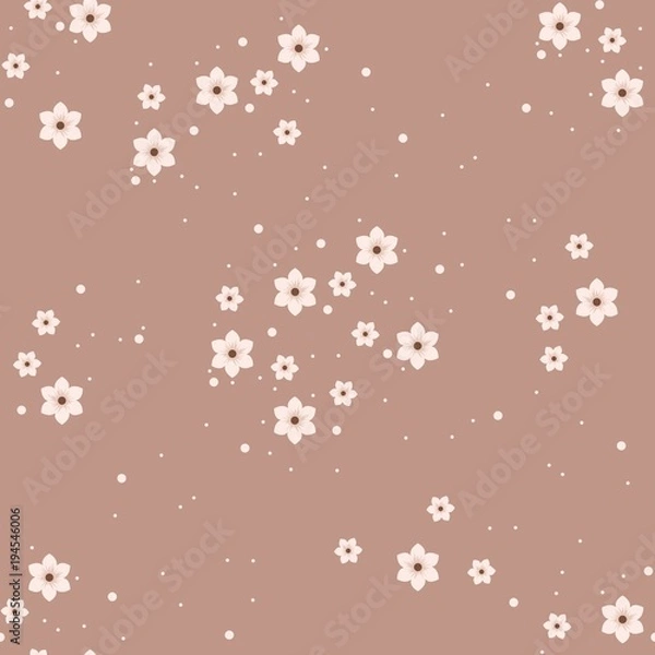 Fototapeta Mini white cute flowers vector seamless pattern cherry Blossom background texture vector art for backgrounds walpapers and fabric