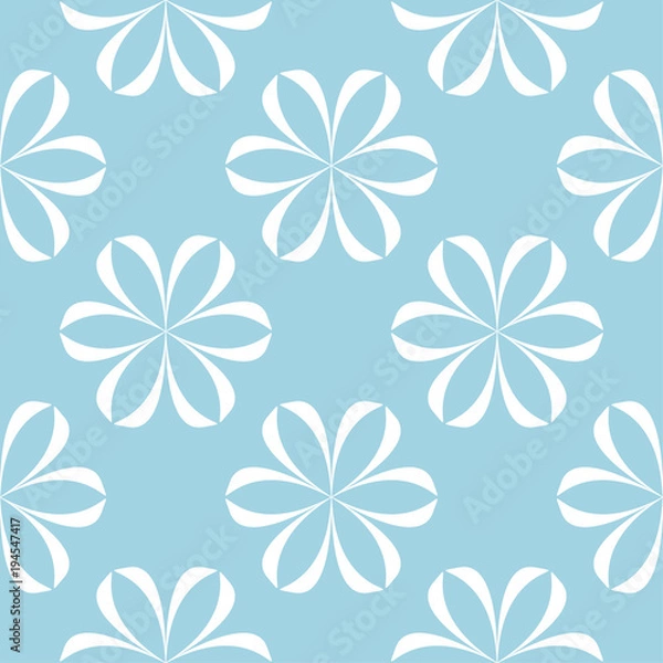 Fototapeta White floral seamless pattern on blue background