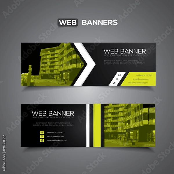 Obraz Abstract vector banner for web template with black and green colors