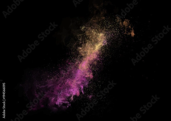 Fototapeta Vector bright colorful cosmos illustration. Abstract cosmic background with stars and galaxy.