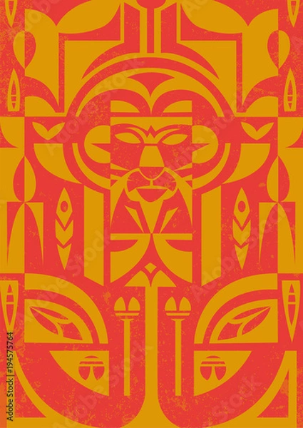 Fototapeta tribal pattern with lyon, art nouveau style, artistic background vector