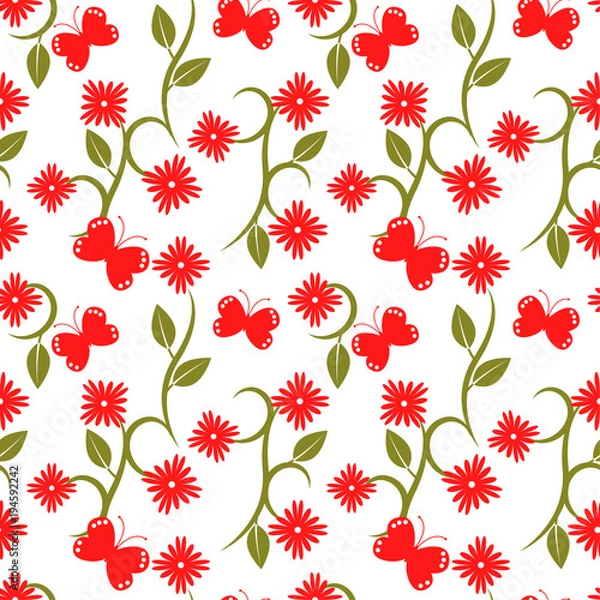 Obraz 花と蝶の模様