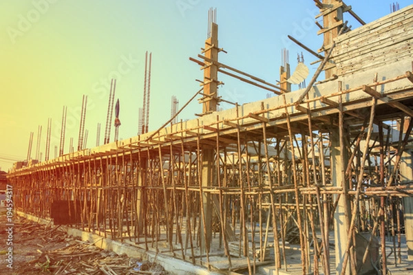 Obraz construction site build the tower on background sky