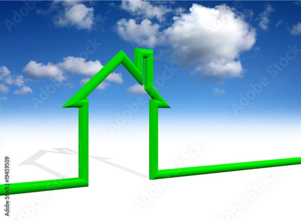 Obraz House symbol with sky background