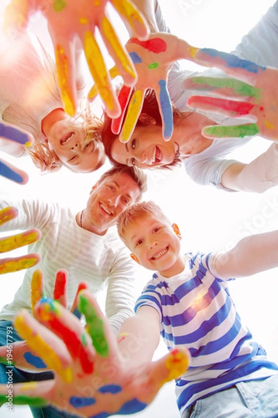 Fototapeta summer family with colour hands