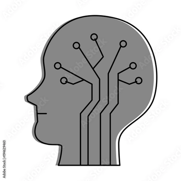 Fototapeta human profile with electrical circuit vector illustration design