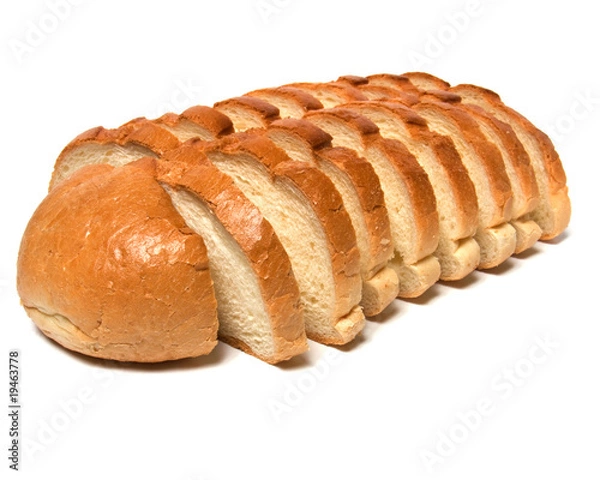 Fototapeta sliced baguette isolated on white