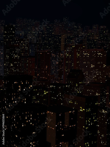 Obraz night landscape of a city with tall houses