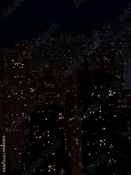 Obraz night landscape of a city with tall houses