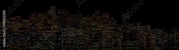 Obraz night landscape of a city with tall houses