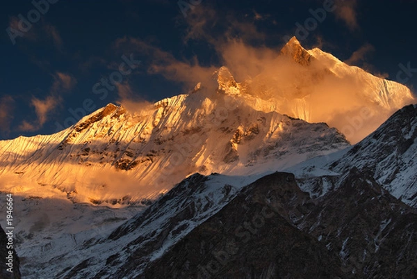 Fototapeta zachód słońca w himalajach