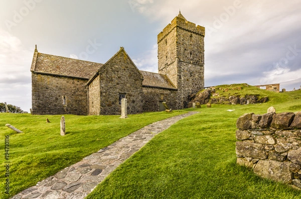 Obraz Entrance of St.Clement's church at Rodel, ancient chapel on Harris and Lewis Island, Outer Hebrides, Highlands, Scotland, Great Britain