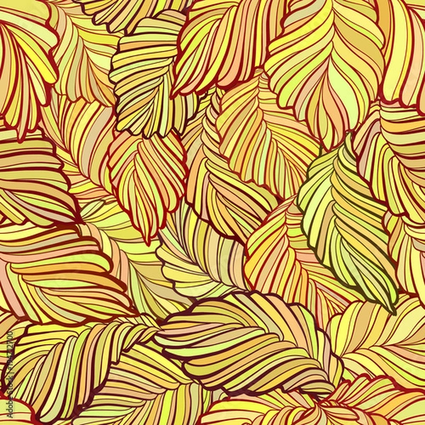 Fototapeta Autumn leaves vector seamless pattern