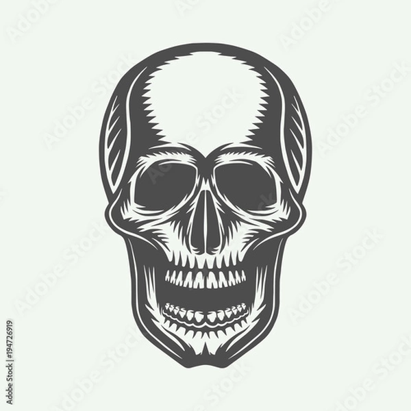Fototapeta Vintage retro skull. Graphic Art. Vector Illustration.