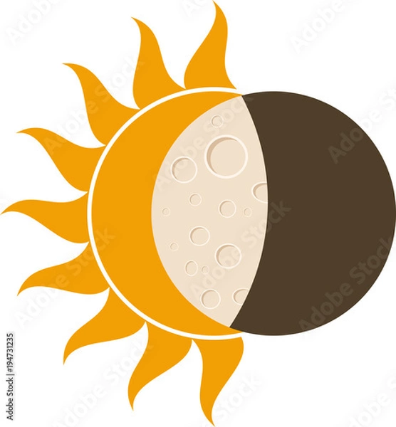 Fototapeta Total solar eclipse, Moon and Sun vector illustration for web and mobile design
