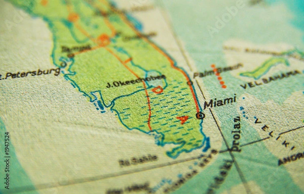Obraz miami florida map