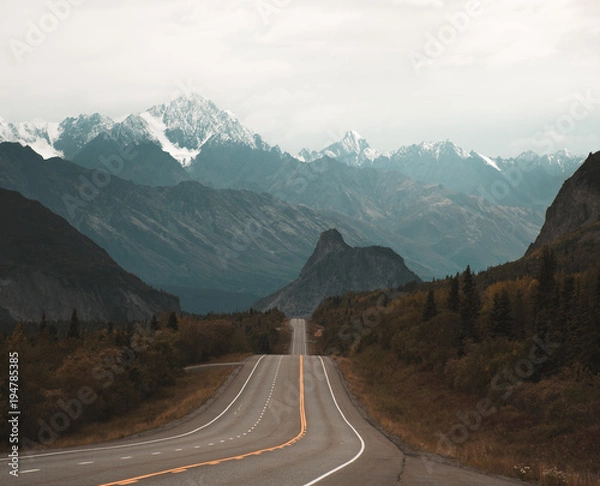 Fototapeta The beautiful view down the alaskan highway looking at Lion's Head