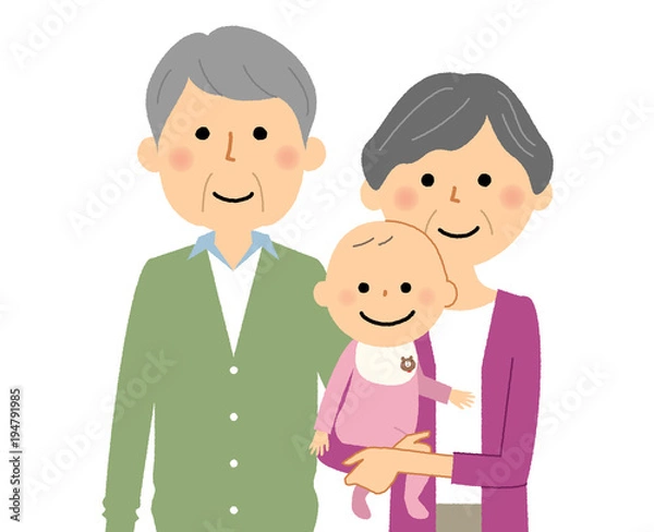 Fototapeta シニアカップルと赤ちゃん