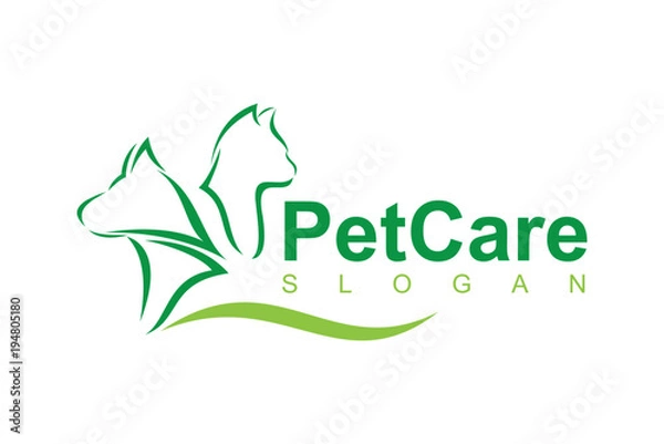 Fototapeta pet care with dog and cat for logo