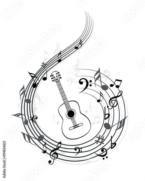 Fototapeta Music note background with music symbol icon collection