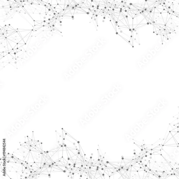 Obraz Geometric graphic background molecule and communication. Big data complex with compounds. Perspective backdrop. Minimal array Big data. Digital data visualization. Scientific vector illustration.