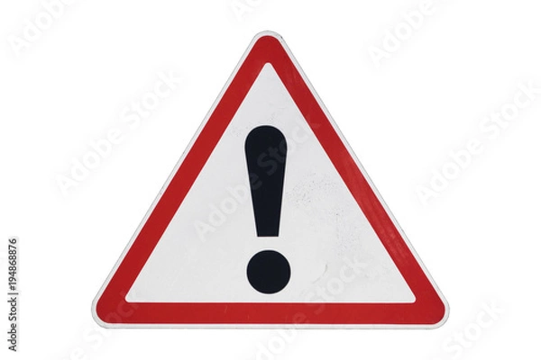 Obraz Znak drogowy czerwonej granicy "Niebezpieczne miejsce" na białym tle