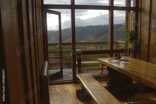 Fototapeta Через капли дождя на горы