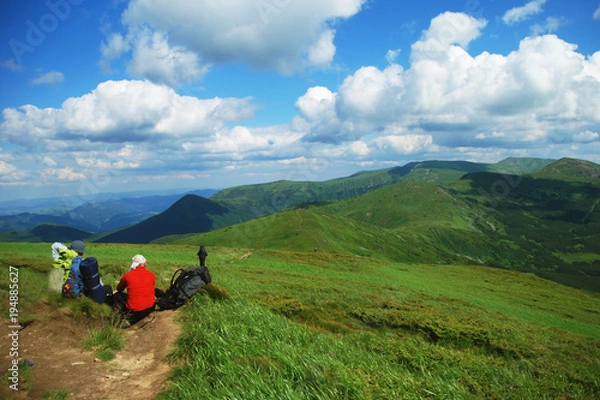 Fototapeta Отдых туристов, в ожидании друга