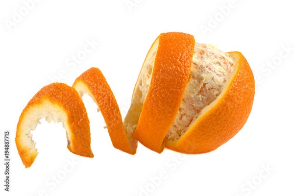 Obraz orange, orange peel isolated on white background
