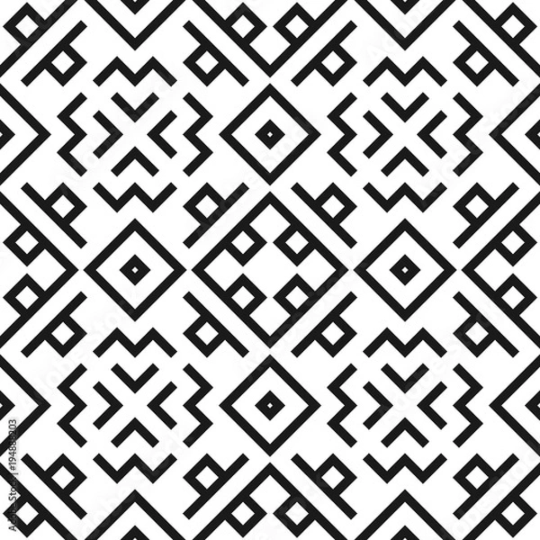Fototapeta Vector seamless pattern. Modern stylish texture. Hipster monochrome print. Trendy graphic design.