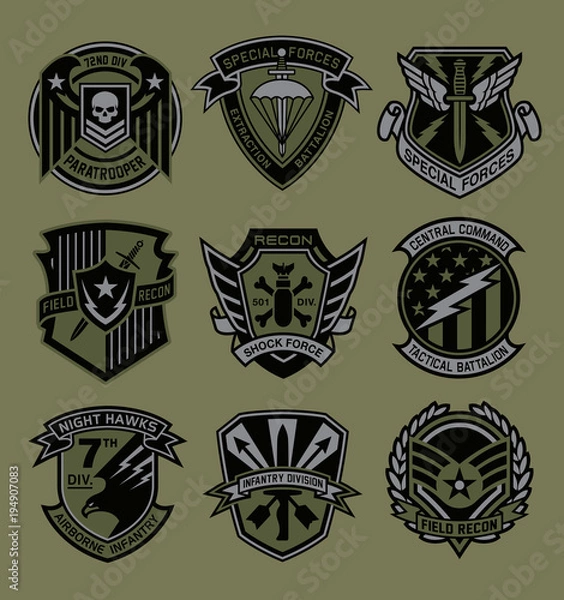 Fototapeta Military patch emblem badges