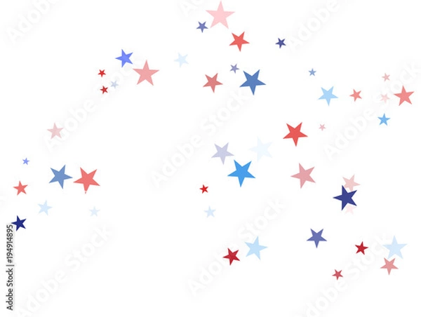 Fototapeta American Patriotic Deign, Vector Blue, Red, White Stars Confetti. Labor, Independence, Memorial Day, 4th of July Election Frame. American Patriotic Design, UK, Australia Freedom Falling Stars Texture.