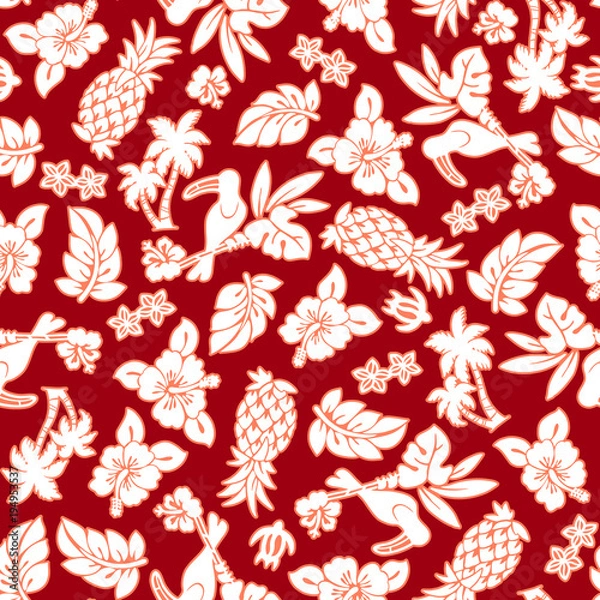 Fototapeta ハイビスカスとパイナップルのパターン