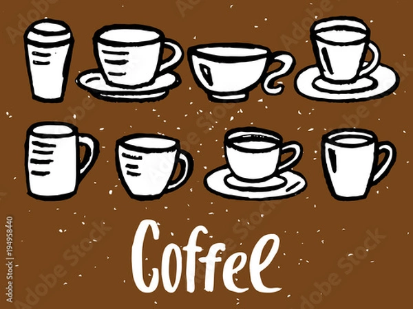 Fototapeta vector set with coffee cups