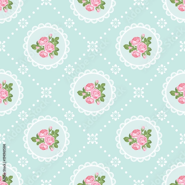 Obraz Shabby chic rose seamless pattern background