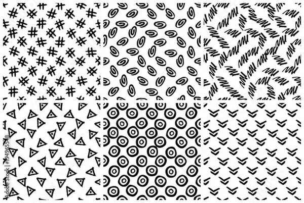 Fototapeta hand drawn seamless pattern made with ink