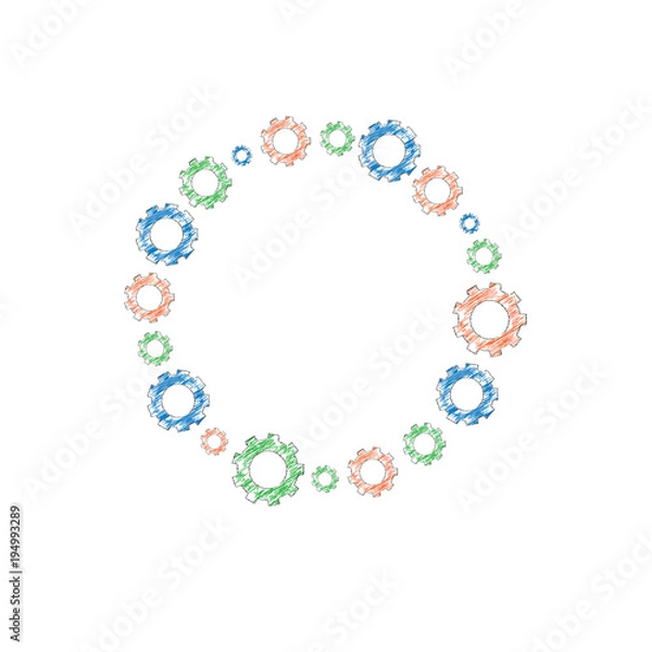 Fototapeta Many multicolored gears.