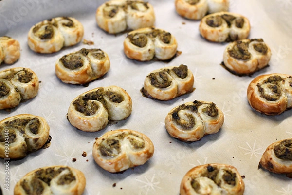 Fototapeta Bakery process. Homemade rolls.