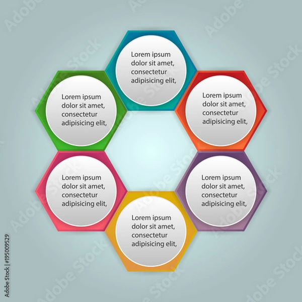 Fototapeta vector abstract 3d paper infographic elements.Hexagon infographics.Honeycomb design.