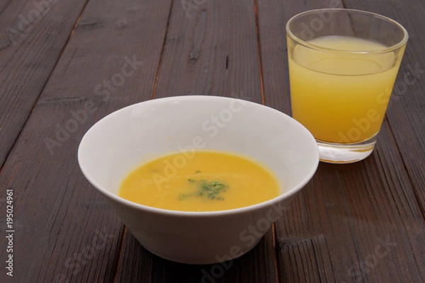Fototapeta Pumpkin soup on a table