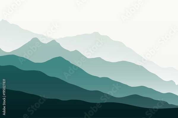 Obraz Beautiful mountains landscape. Nature background. Vector illustration for backdrops, banners, prints, posters, murals and wallpaper design.
